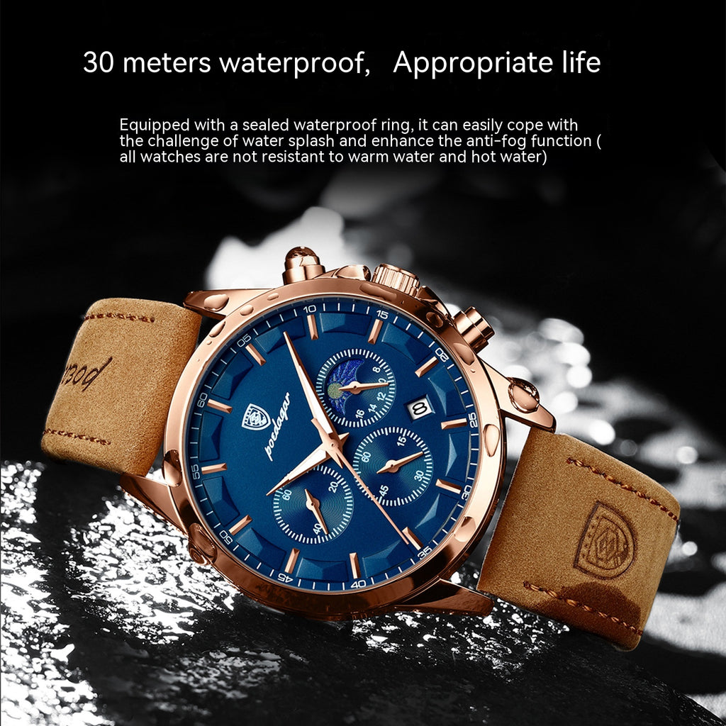 Poedagar Men's Business Casual Watch Waterproof Automatic Quartz Movement Man Fashion Watch - Acquisti Online