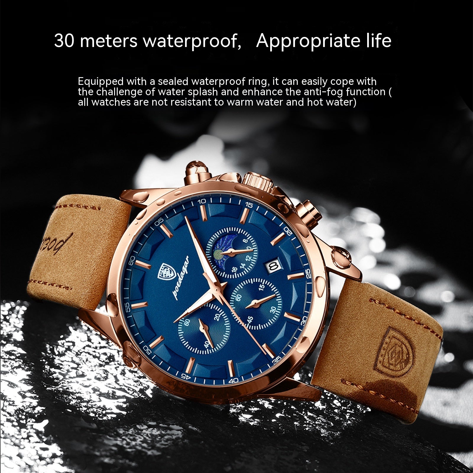 Poedagar Men's Business Casual Watch Waterproof Automatic Quartz Movement Man Fashion Watch - Acquisti Online