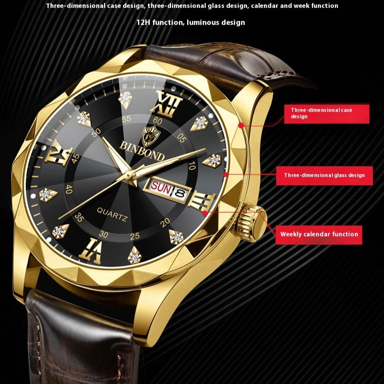 Man Luxury Fashion Waterproof Leather Band Sports Watch - Acquisti Online
