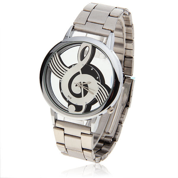 New Style look Music Note Men's Watch Stainless Steel Wristwatch Luxury Fashion Hollow Unisex Watch