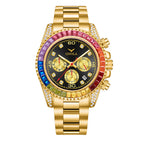 ONOLA Men's Luxury Fashion Business Chronograph Quartz Watch Rhinstone Stainless Steel Waterproof Men Quartz Watch