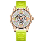 ONOLA Men Automatic Mechanical Watch Lucky Grass Luxury Hollow Out Dial Automatic Movements Waterproof Silicone Band Men's Mechanical Watch