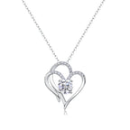 Women Luxury Necklace 925 Sterling Silver Moissanite Diamond Heart To Heart Connected Fashion Women Pendant Necklace