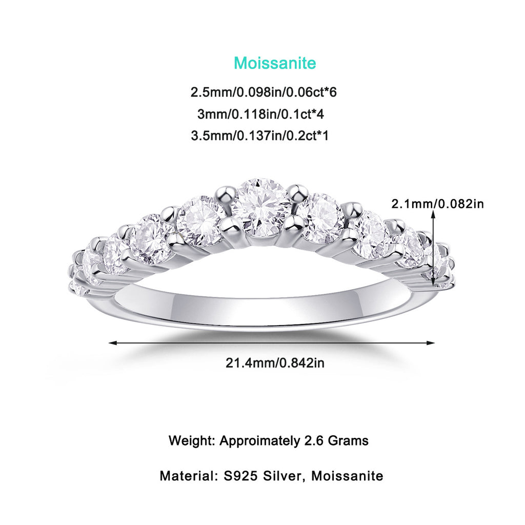 Women Luxury Rings S925 Sterling Silver Fine Jewelry 18K Platinum Plated Moissanite Diamond Stackable Engagement Rings