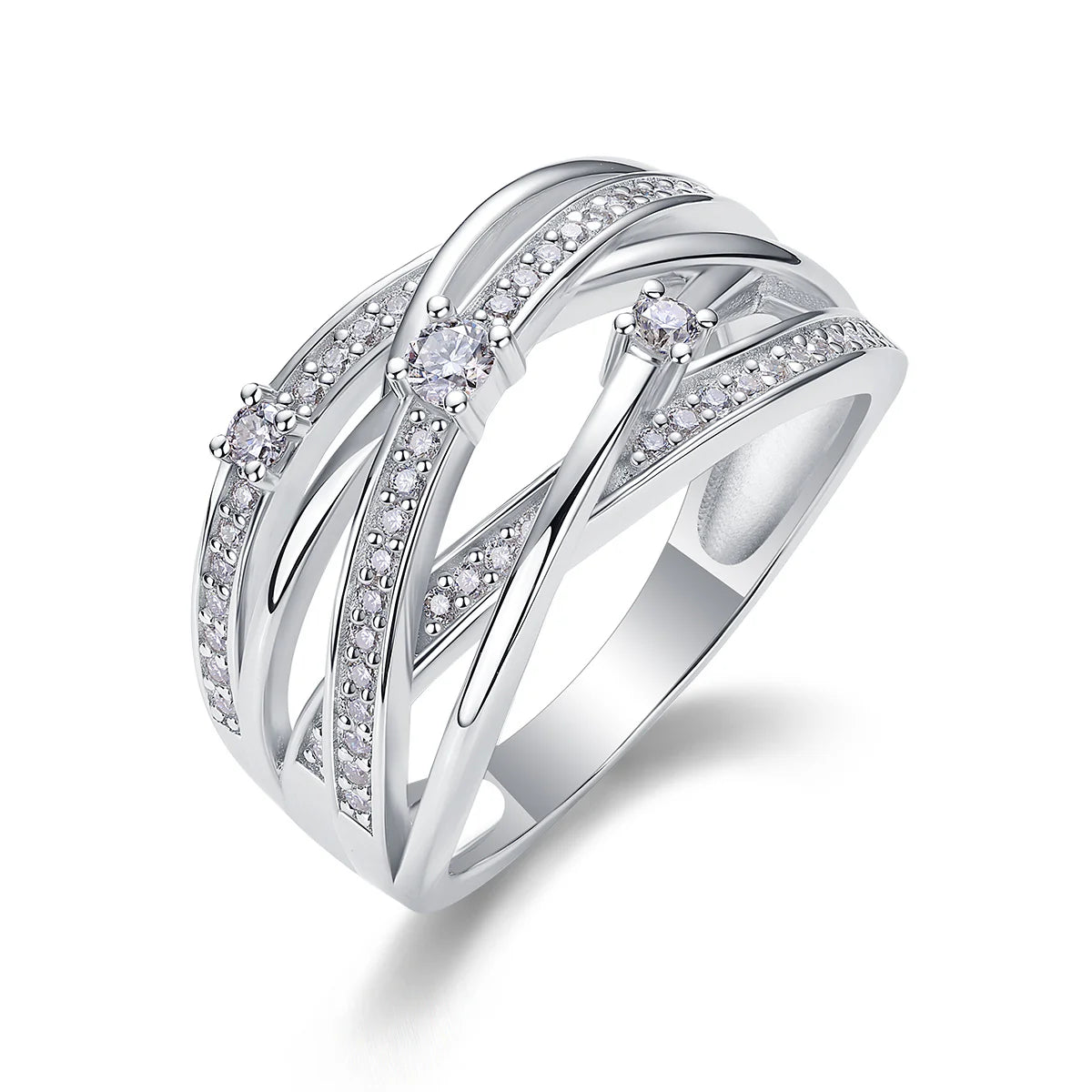 Women Luxury Ring S925 Sterling Silver Sparkling Stones Diamond Ring Silver Color Plated Rings Women Engagement Ring