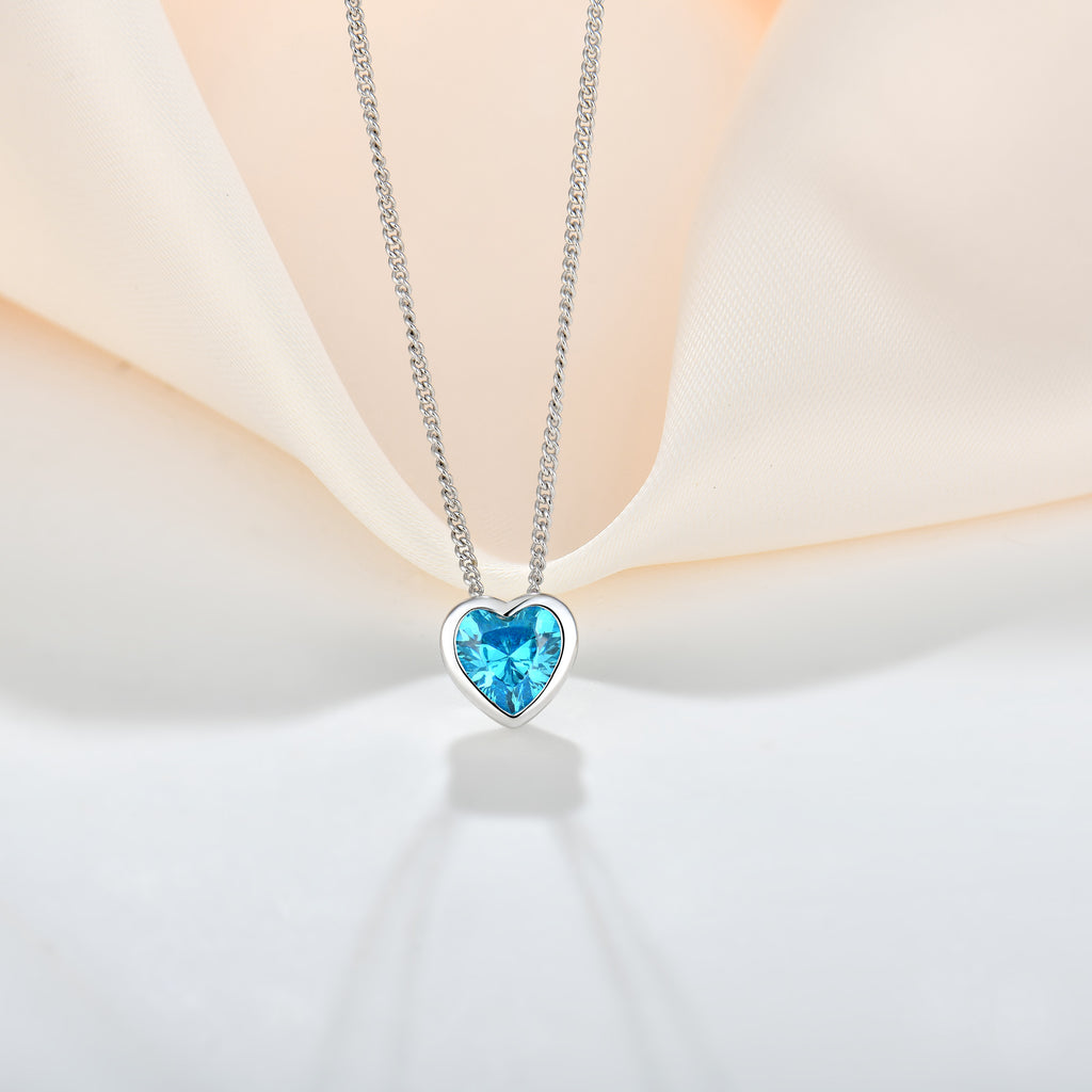 Women Luxury Necklace Ocean Heart S925 Sterling Silver Inlaid Zircon Heart-shaped Collarbone Fashion Women Necklace