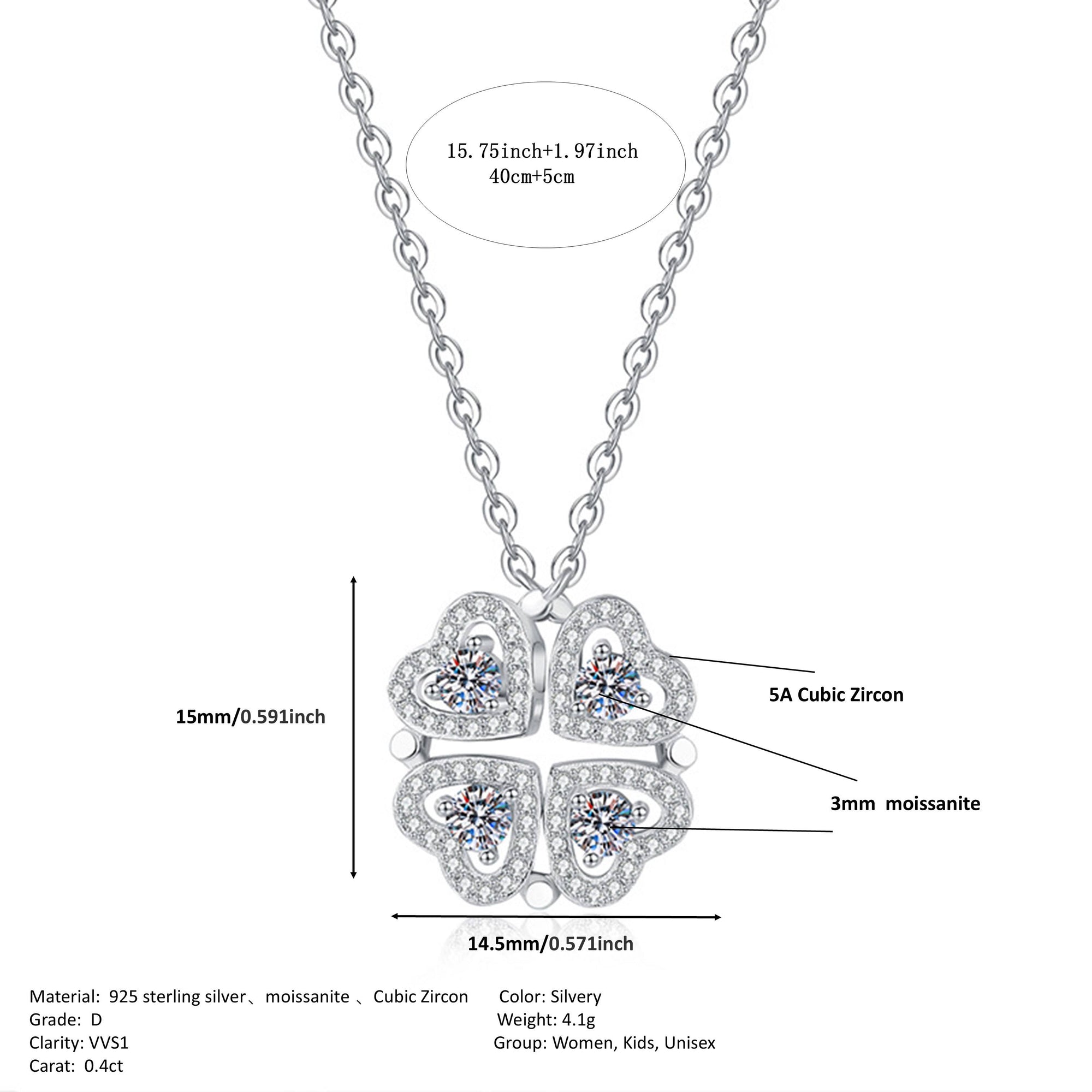 Women Luxury Necklace 925 Sterling Silver Light Moissanite Diamond Pendant Necklace Clavicle Chain Flower-Shaped Necklace