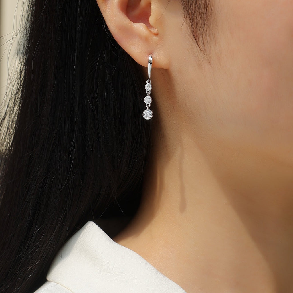 Women Luxury Earrings 925 Sterling Silver Rhodium-Plated Moissanite Diamond Silver Earrings Hoop Stud Women Earrings