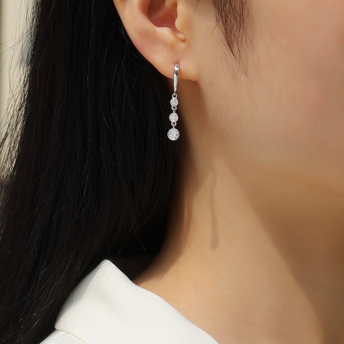 Women Luxury Earrings 925 Sterling Silver Rhodium-Plated Moissanite Diamond Silver Earrings Hoop Stud Women Earrings