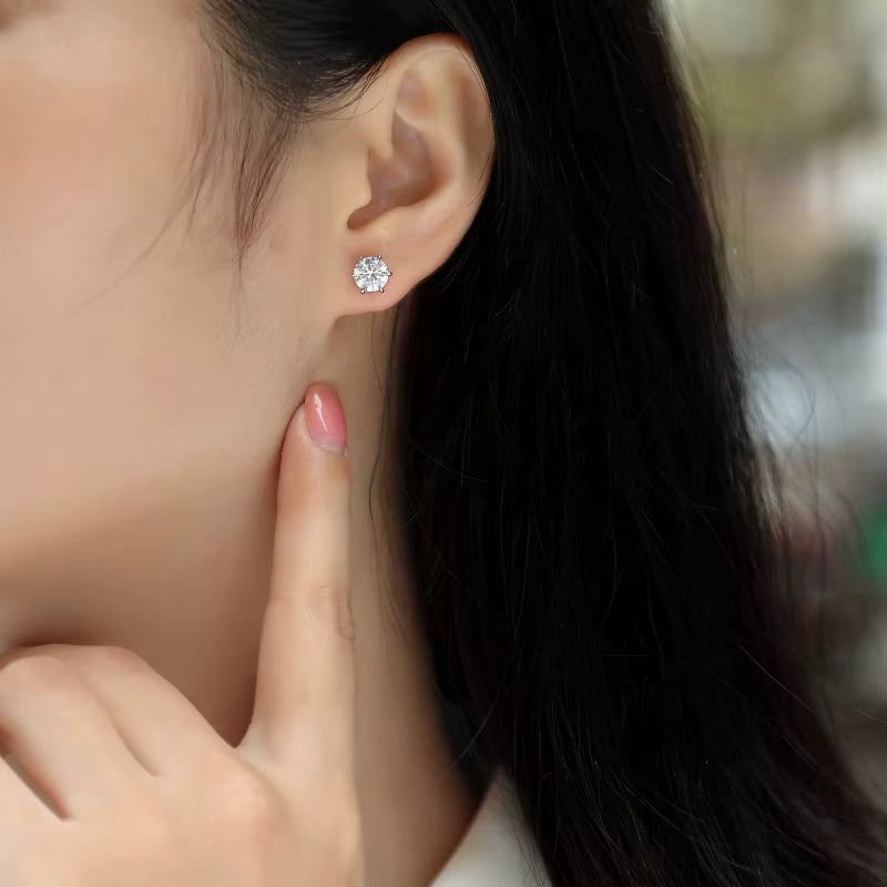 Women Luxury Earring S925 Sterling Silver Rhodium Plated Stud Earrings Moissanite Diamond Earrings Hoop Women Earrings