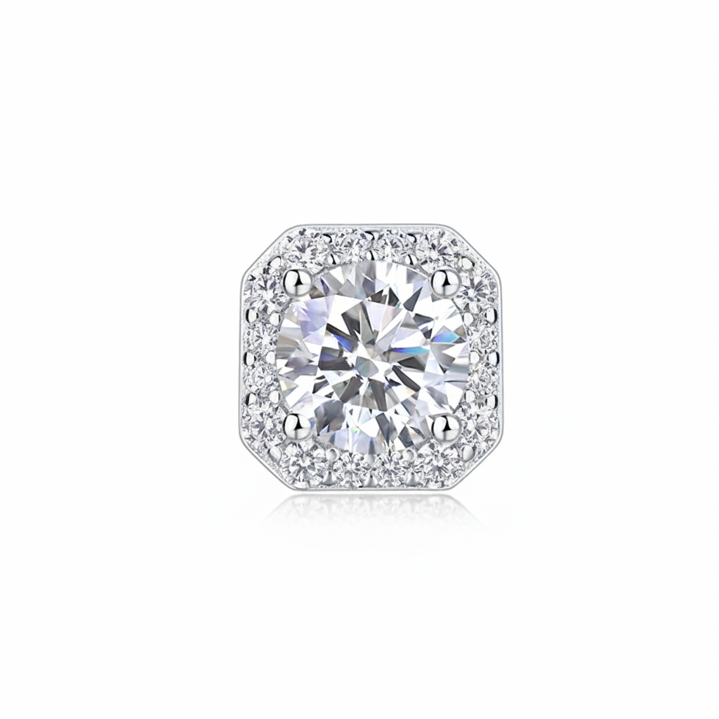 Women's Luxury Earring 925 Sterling Silver Moissanite Diamond Square Stud Earrings Classic High End Women Earrings