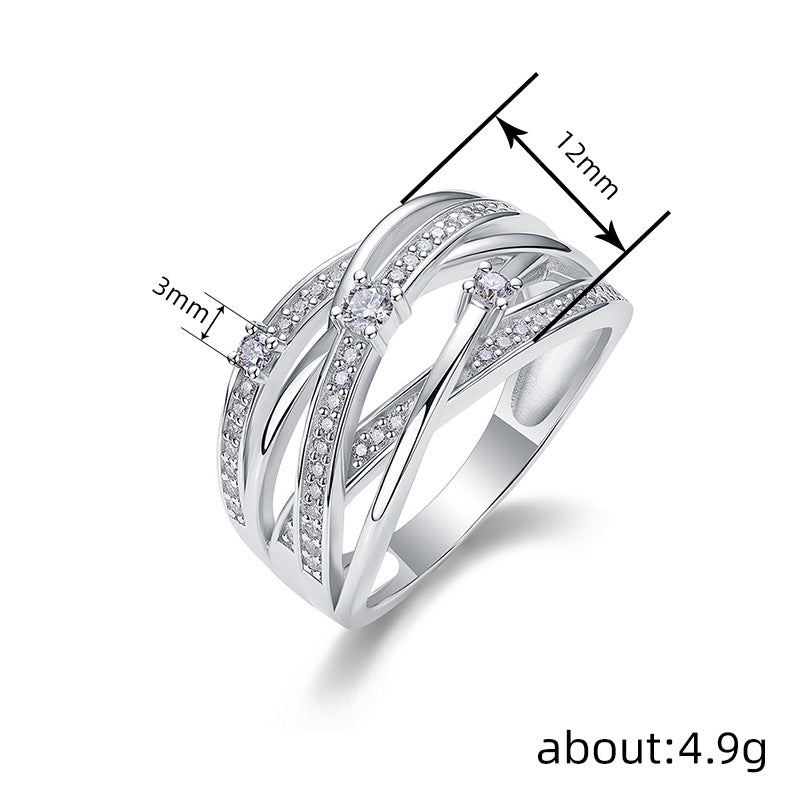 Women Luxury Ring S925 Sterling Silver Sparkling Stones Diamond Ring Silver Color Plated Rings Women Engagement Ring