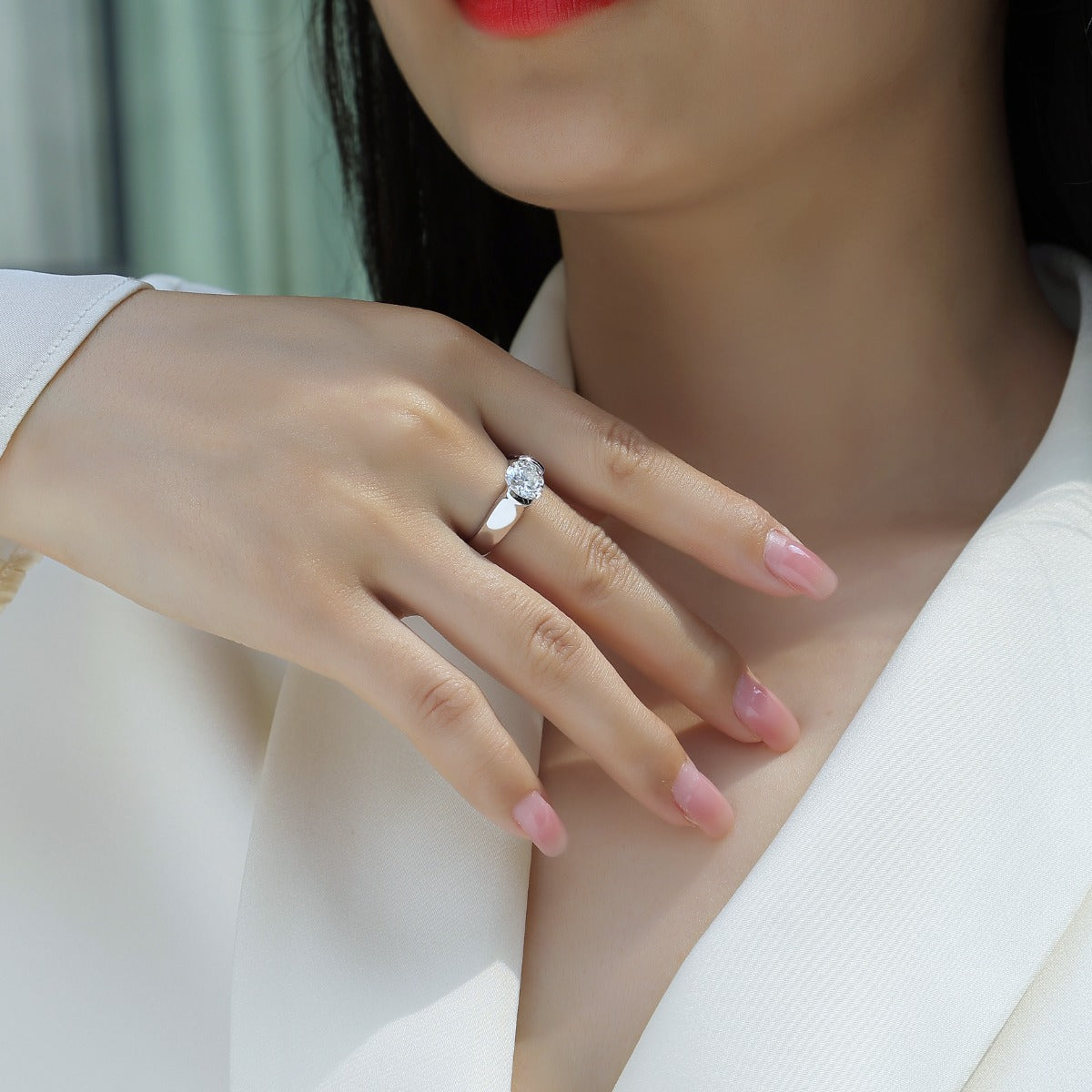 Women's Luxury Ring Moissanite Diamond Ring S925 Sterling Silver Ring 18k White Gold Plated Engagement Women Ring