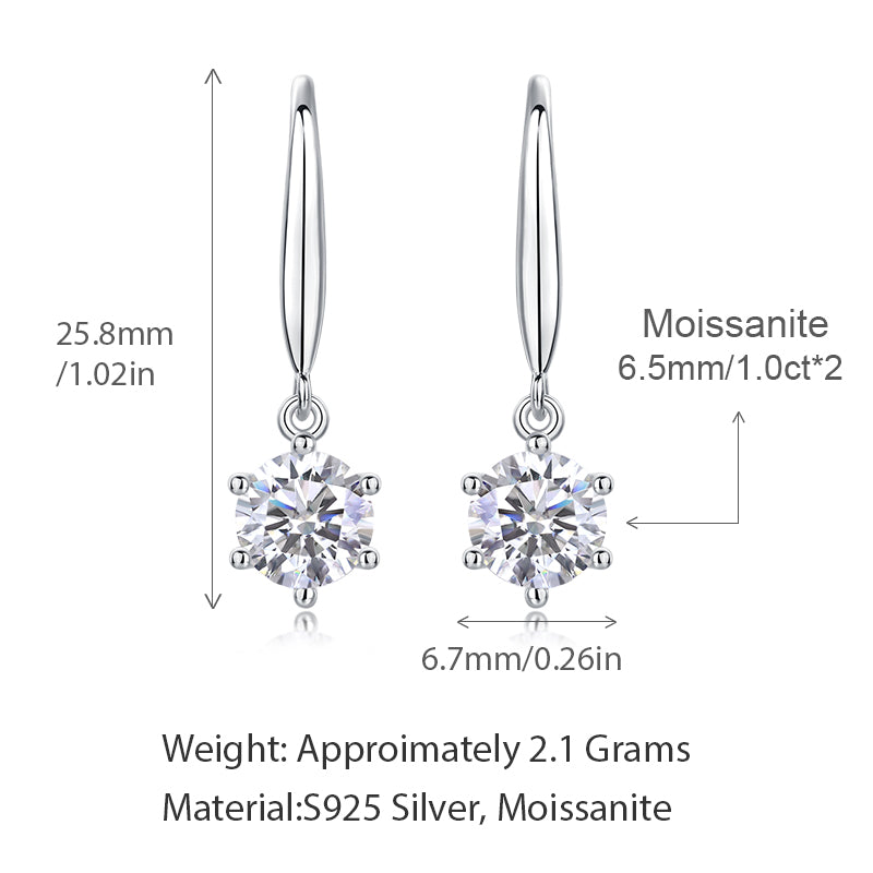 Women Luxury Earring  925 Sterling Silver Moissanite Diamond Silver Earrings Hip Hoop Stud Women Silver Earrings