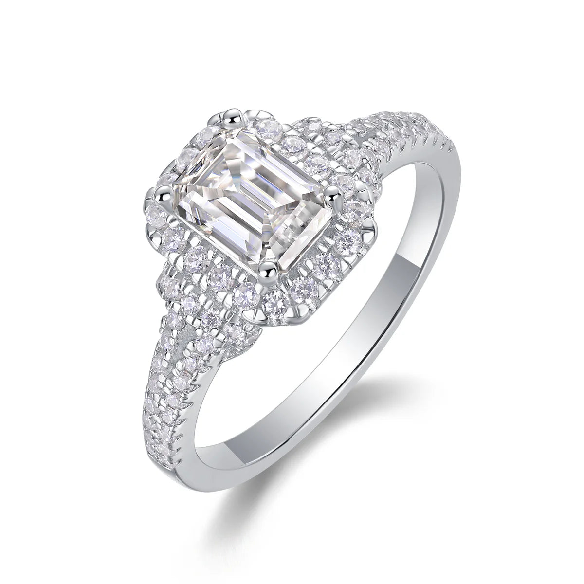 Women's Luxury Ring 925 Sterling Silver Square Moissanite Diamond Ring High Quality Fashion Women Engagement Rings