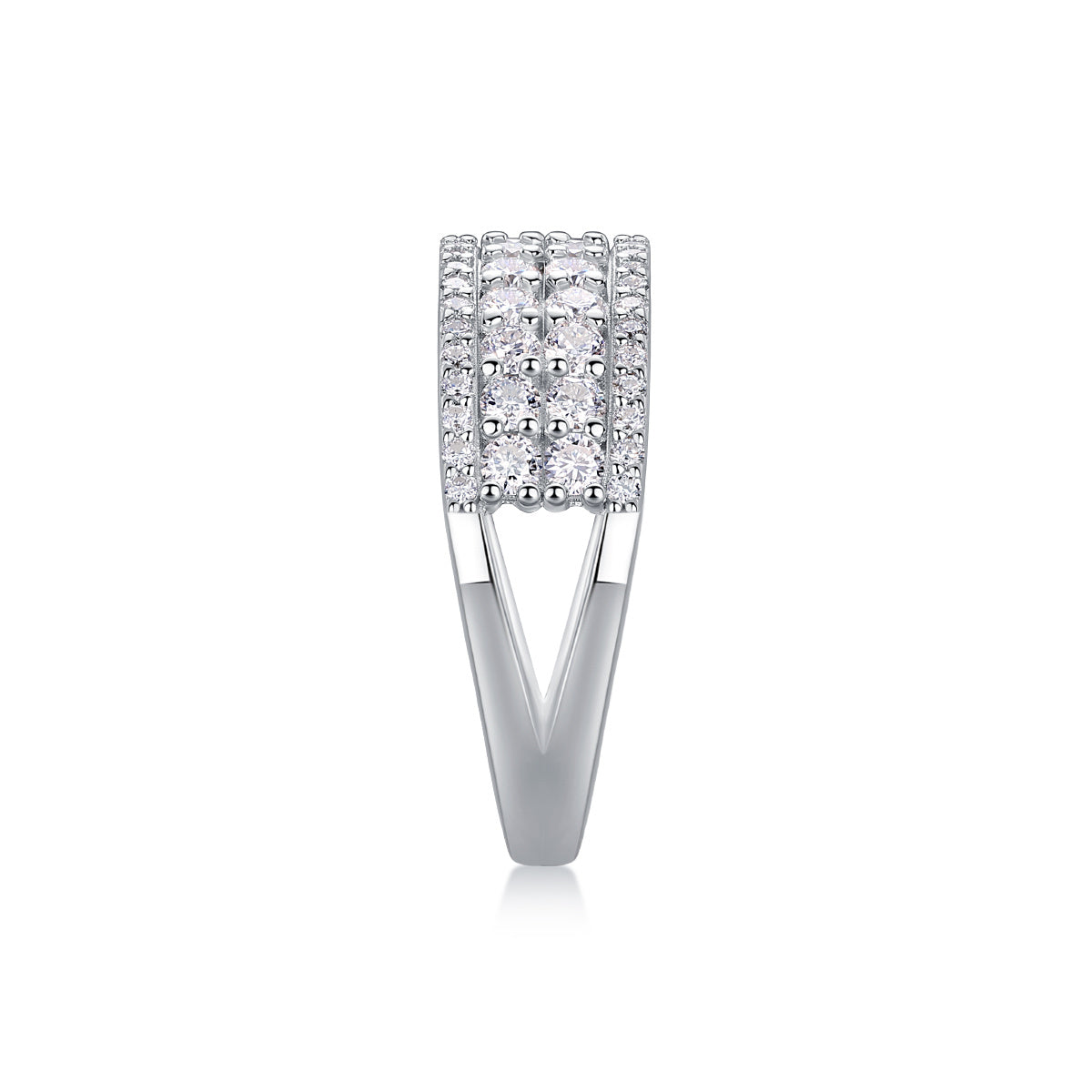 Women Luxury Ring Multi-Row Moissanite Diamond Ring White Gold Plated S925 Sterling Silver Ring Women Engagement Ring