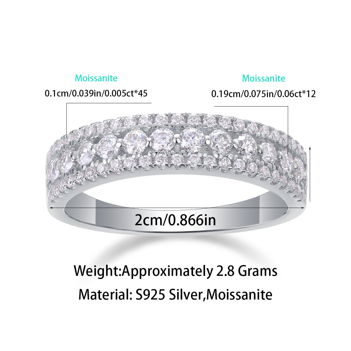 Women Luxury Ring 925 Sterling Silver Rhodium Plated Moissanite Diamond Ring 18K White Gold Women Engagemenr Ring