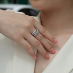 Women Luxury Ring S925 Sterling Silver Sparkling Stones Diamond Ring Silver Color Plated Rings Women Engagement Ring