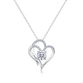 Women Luxury Necklace 925 Sterling Silver Moissanite Diamond Heart To Heart Connected Fashion Women Pendant Necklace