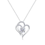 Women Luxury Necklace 925 Sterling Silver Moissanite Diamond Heart To Heart Connected Fashion Women Pendant Necklace
