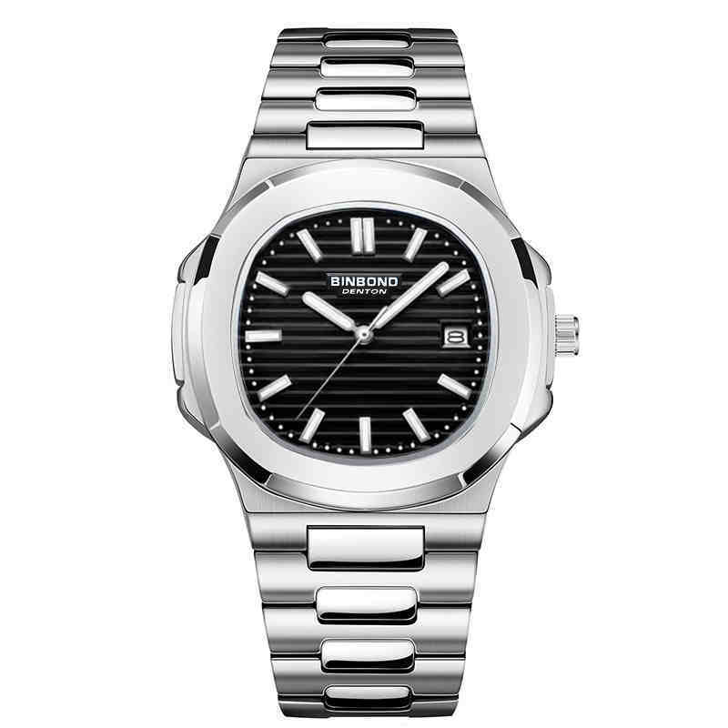 Men's Simple Watches Analogue Quartz Wrist Watch Leisure Waterproof Watch Date Calendar Luminous Watch with Stainless Steel Strap for Men