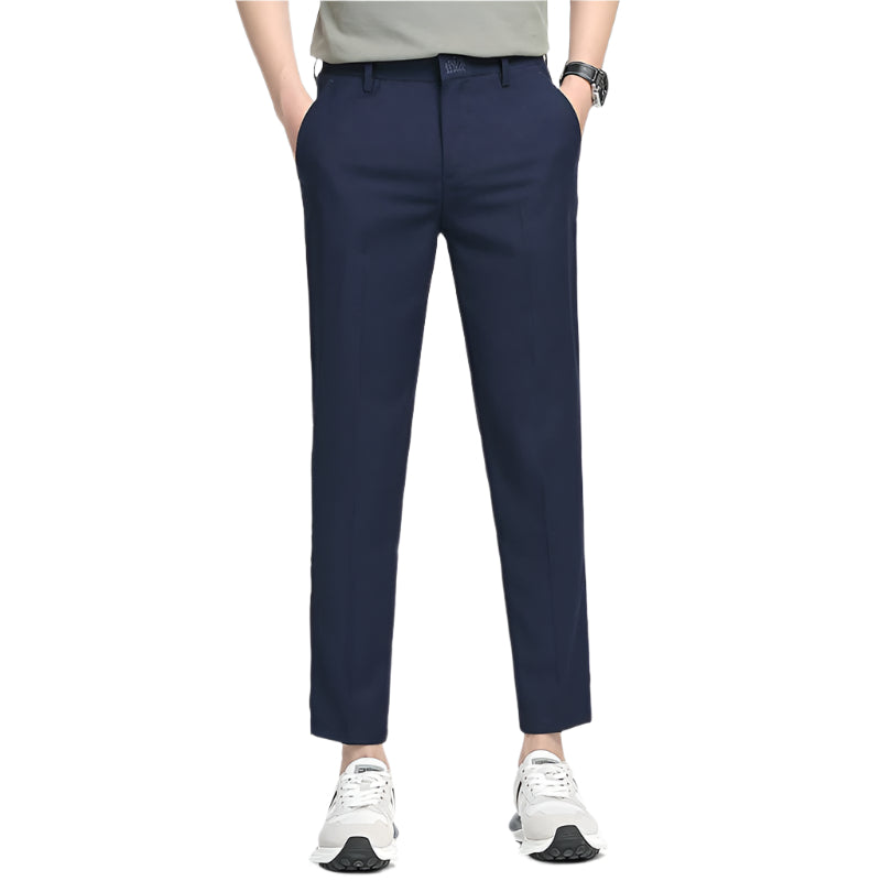 Men's Fashion Slim Fit Cropped Pant Fashionable Micro Elastic Mid Waist long straight pant Men's Casual Formal Pant