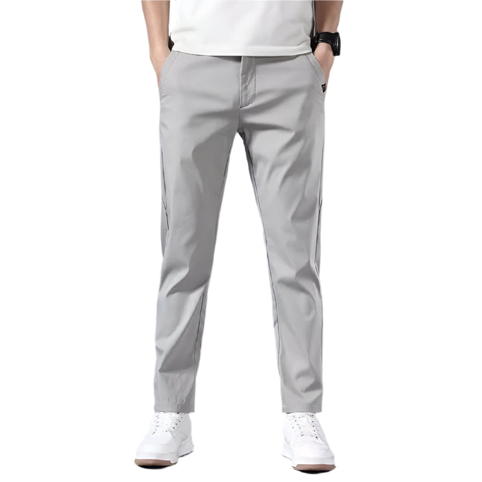 Heren modieuze zakelijke casual formele broek effen kleur polyester dun recht micro elasticiteit heren casual broek