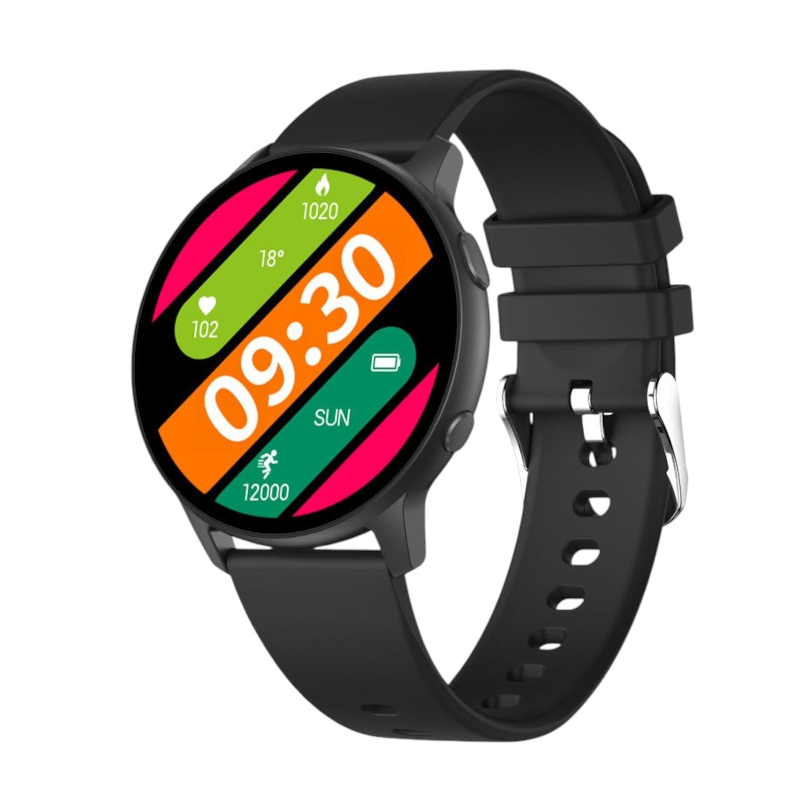 Smartwatch with a black band on a white background