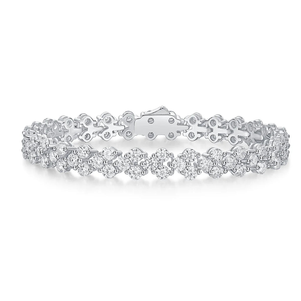 Women Luxury S925 Sterling Silver Moissanite Flower Bracelet 