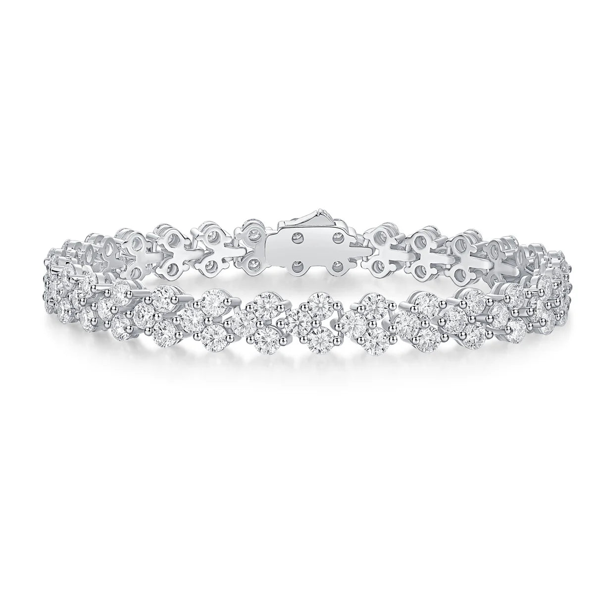 Women Luxury S925 Sterling Silver Moissanite Flower Bracelet 
