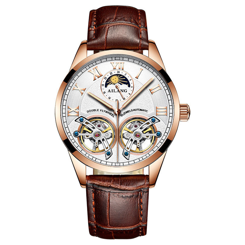 AILANG Men's Automatic Watch Stainless Steel Waterproof Mechanical Watch Leather Belt Automatic Movement Men Watch