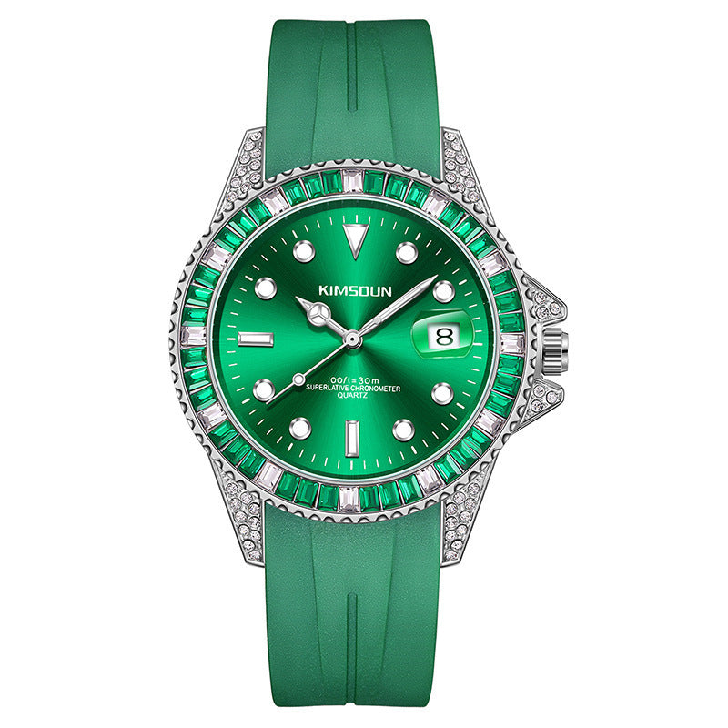 Kimsdun 1022B Orologio al quarzo da uomo, elegante, alla moda, con cinturino in silicone, impermeabile, con data, orologio da uomo d'affari minimalista