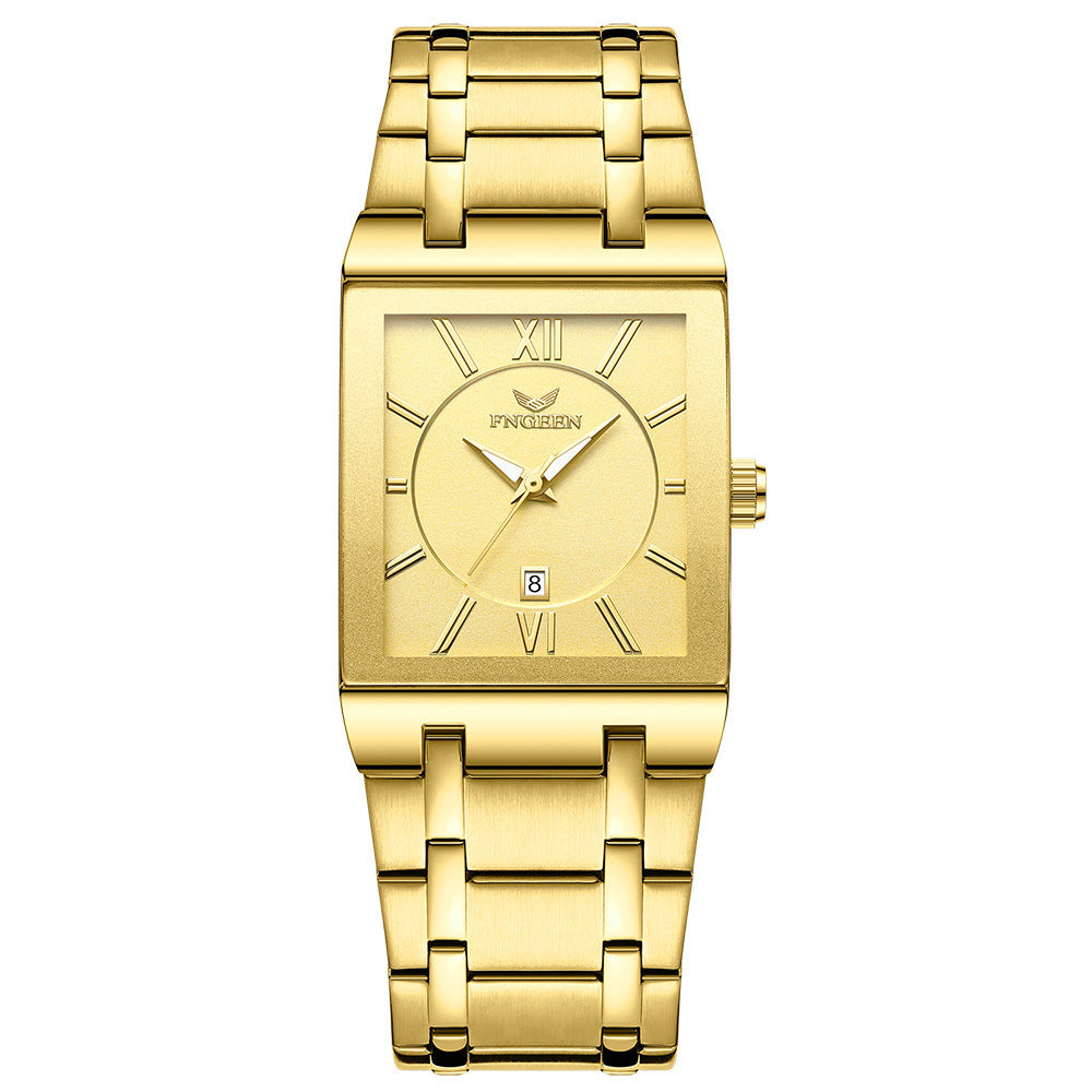 Men's Square Waterproof Band Calendar Quartz Watch