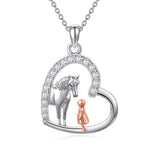 Sterling zilveren hart paard en meisje hanger ketting sieraden