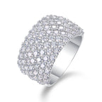 Multiple Row Diamond Wide Rings, Moissanite Rings, Luxury Fashion Silver Rings