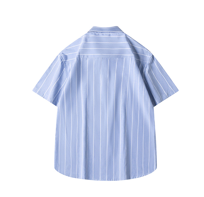 Men's Fashionable Casual Shirt Short-sleeved Shirt Regular Fit Cardigan Leisure Striped Casual Men's Stylish Shirt