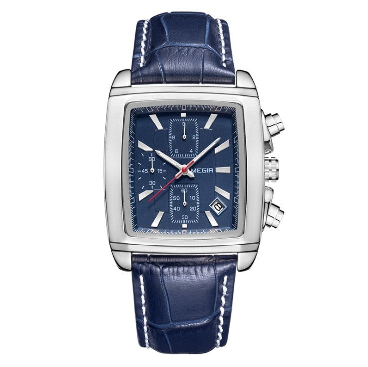Megir Men's Watch Multifunctional Luminous Men's Sports Quartz Movement Waterproof Leather Band Watch - Acquisti Online