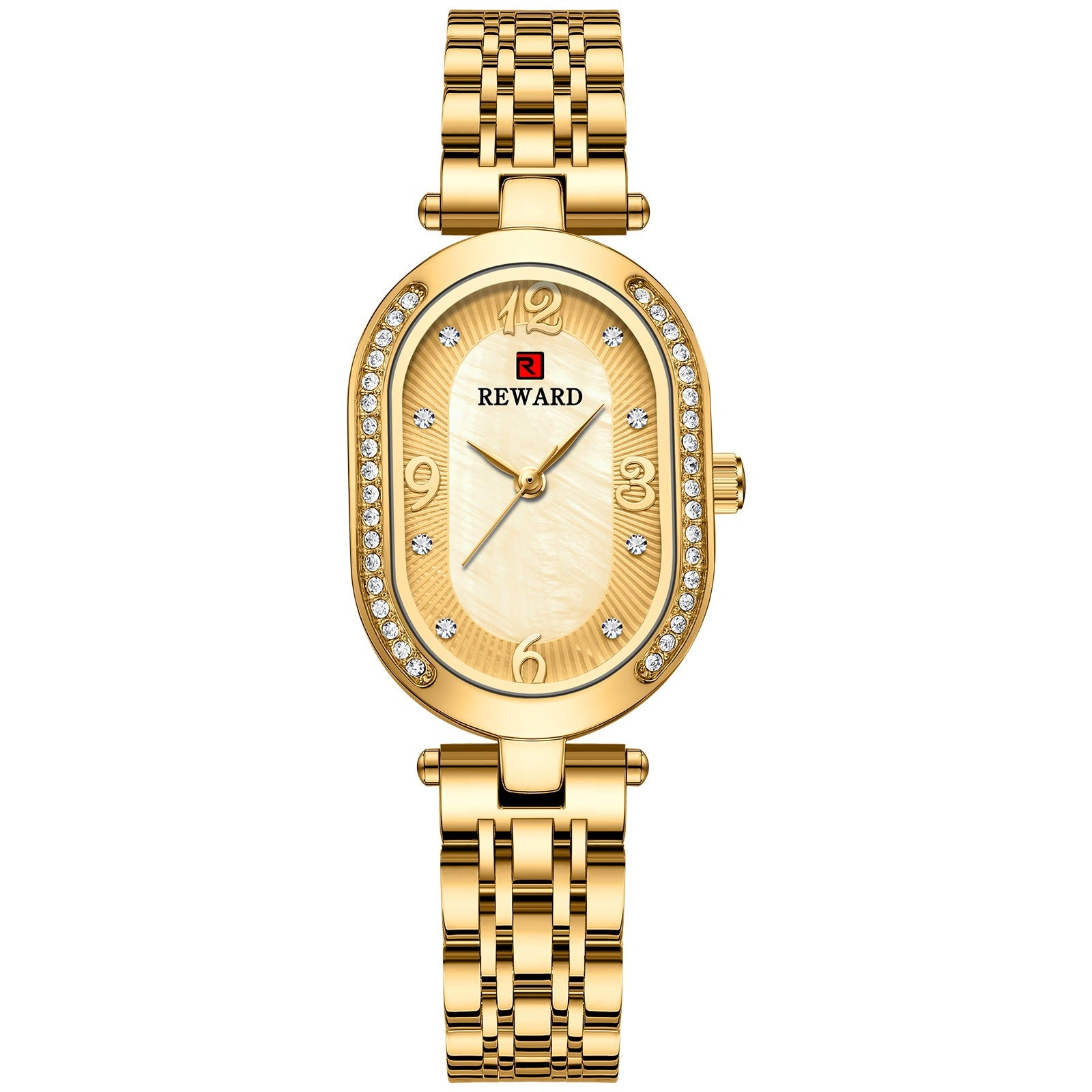 REWARD Women's Luxury Quartz Watch Stainless Steel Band Rhinstone Crafted Waterproof Women Quartz Watch