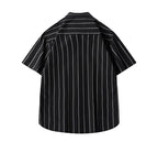 Men's Fashionable Casual Shirt Short-sleeved Shirt Regular Fit Cardigan Leisure Striped Casual Men's Stylish Shirt