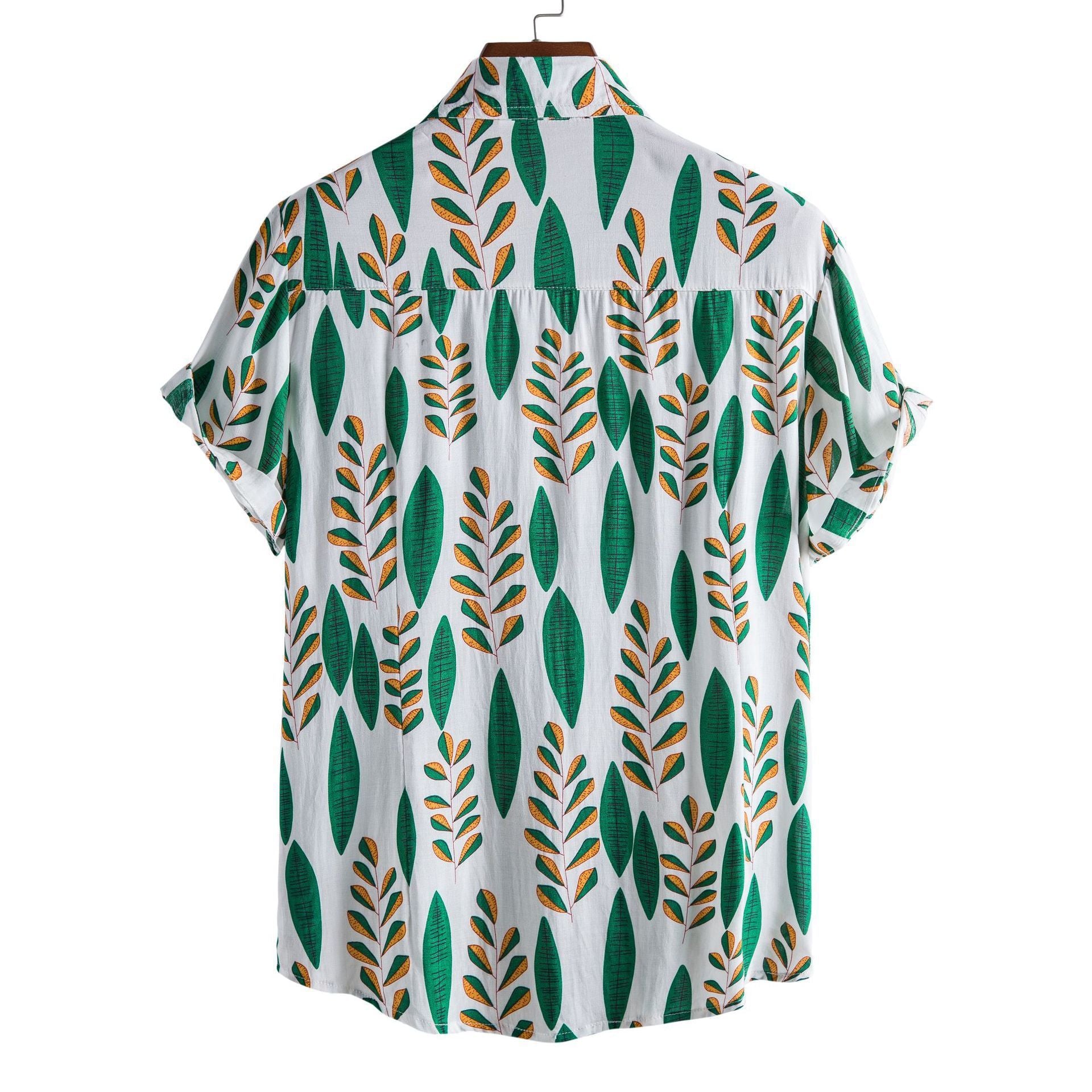 Men's Fashionable Casual Shirt Flowers Pattern Slim Fit Cardigan Short Sleeve Creative Printing Pattern Lapel Men's Shirt