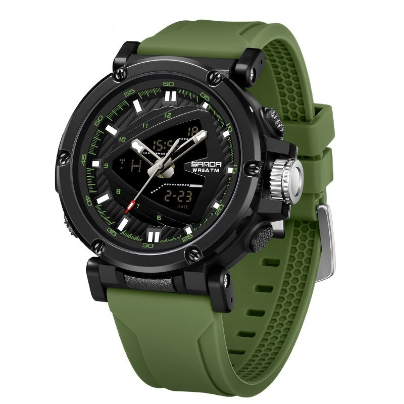 Sanda 9052 Durable Outdoor Men's Analog Digital Watch Vibration Sports Watch Men's Fashion Waterproof Electronic Watch