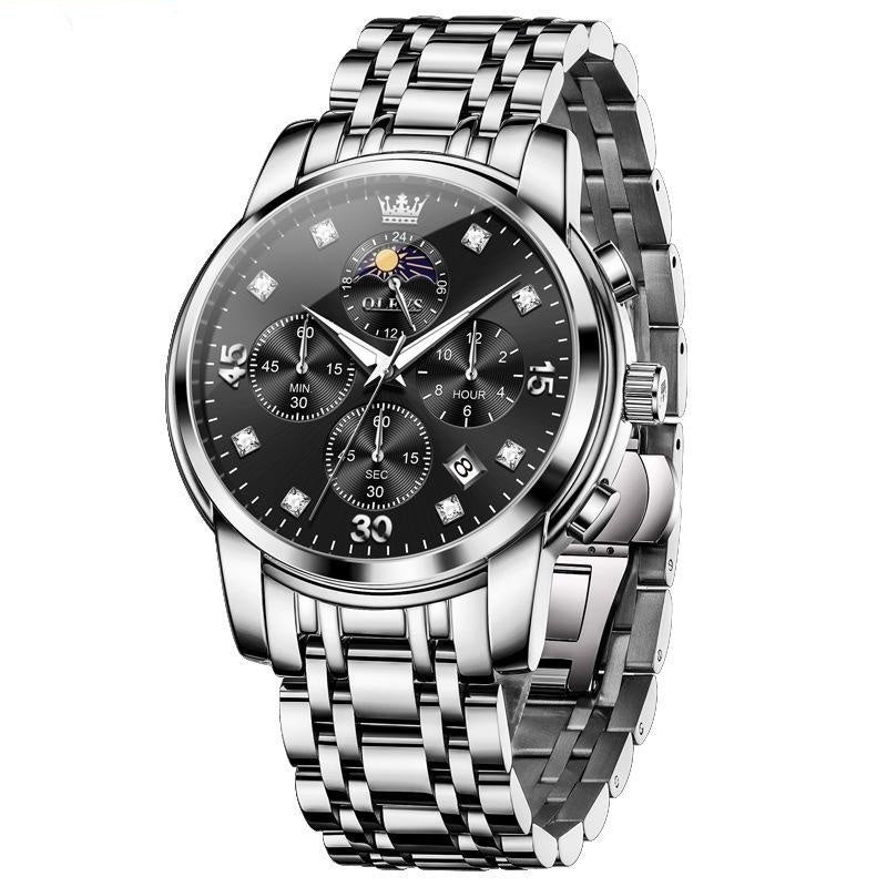 OLEVS Orologi da uomo di lusso con calendario impermeabile, movimento al quarzo, orologio da polso multifunzione