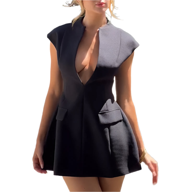 Women's Fashionable French Style Slimming Short Dresses Pullover Stle Sleeveless High Waist Women Party Dress - Acquisti Online