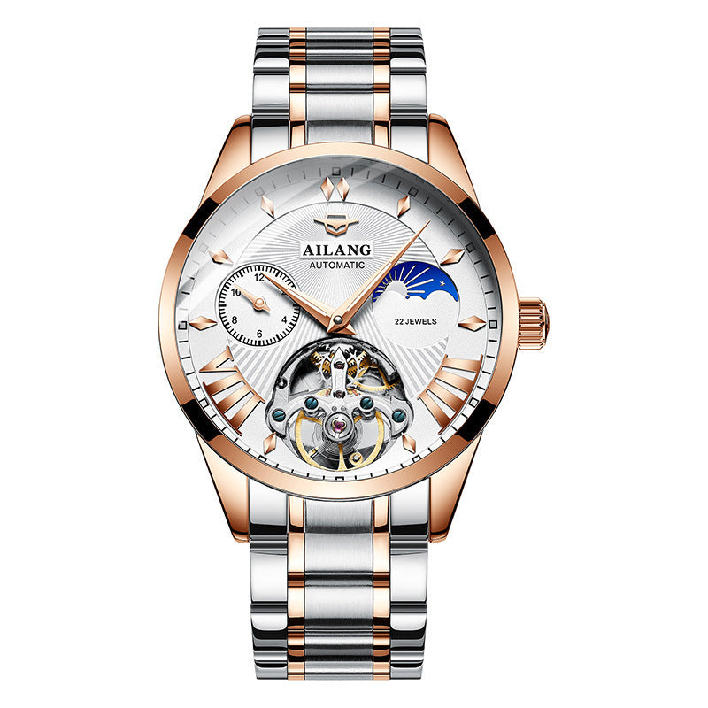 AILANG Men's Automatic Watch Leather Band Waterproof Mechanical Movement Watch Man Business Casual Watch