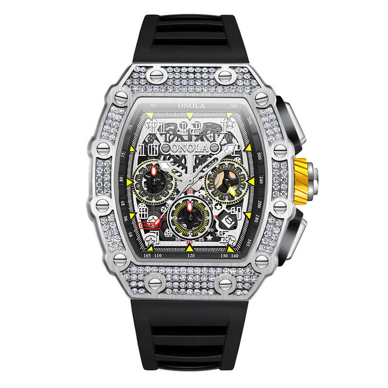 Orologio meccanico multifunzionale alla moda, nuovo, stile Full Diamond