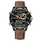 NAVIFORCE Men's Seiko Movement Quartz Watches Chronograph Casual Luminous Leather Strap Men's Quartz Wrist Watch