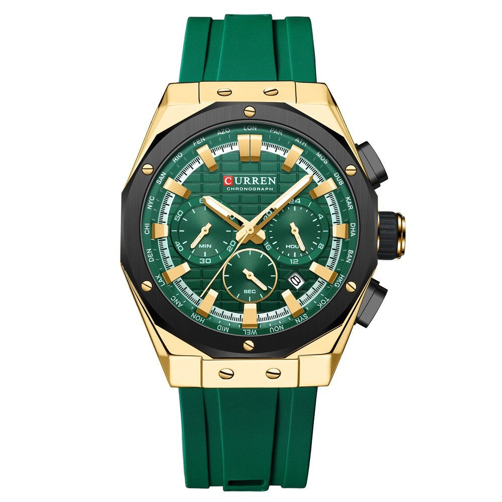 CURREN 8464 Man Fashion Silicone Strap Chronograph Sports Watch - Acquisti Online