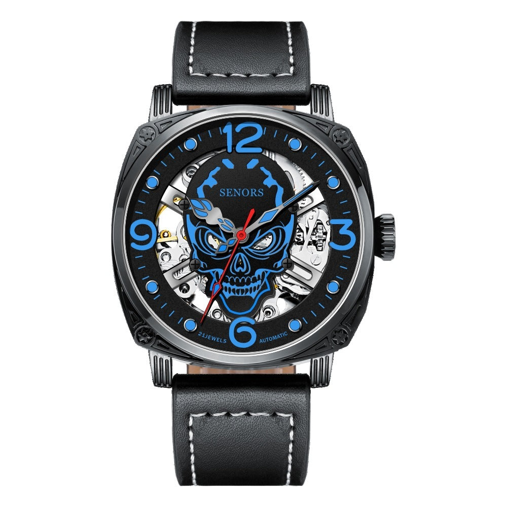 Orologio meccanico super luminoso con teschio aggiornato