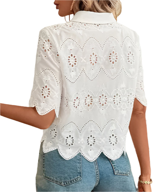 Elegant damesoverhemd met korte mouwen