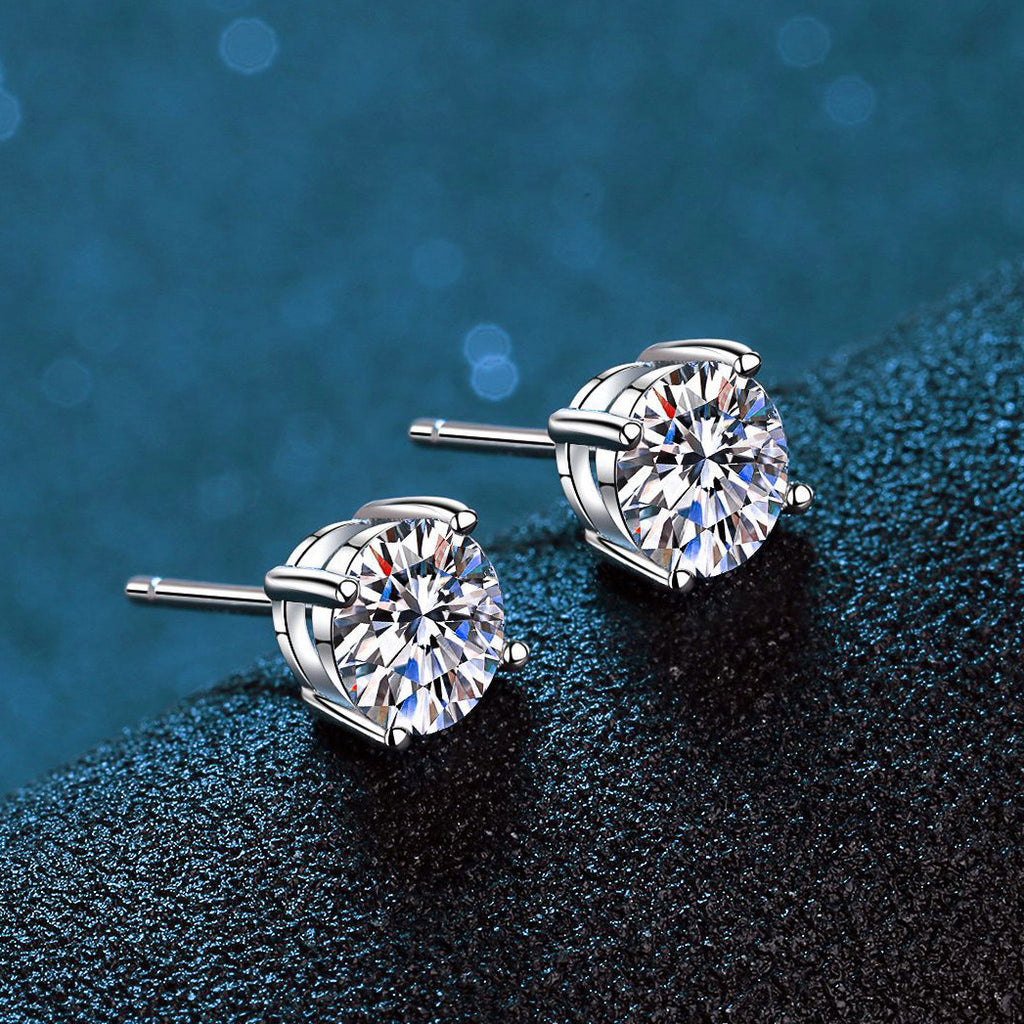 S925 Silver Moissanite Classic Four-Claw Drill Stud Earrings - Acquisti Online